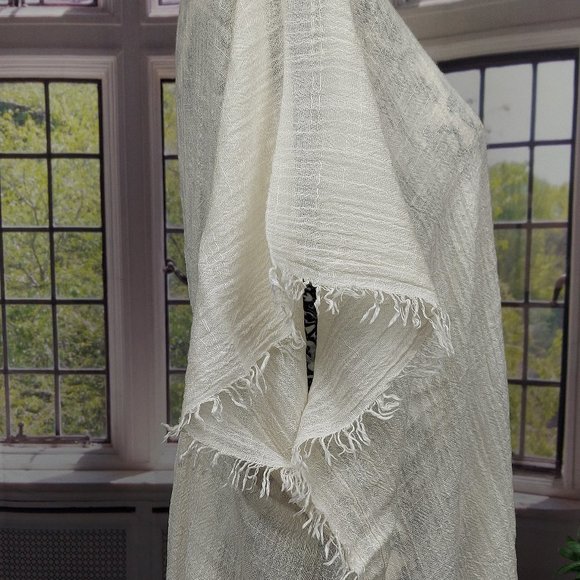 NWT SONOMA TEXTURED GAUZE CINCHED TOPPER (IVORY / OS) - Picture 6 of 12